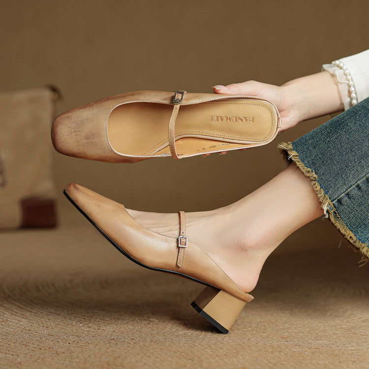 Vellara - Leather Buckled Mules
