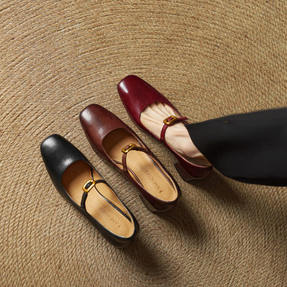 Soleilé — Leather Square-Toe Pumps