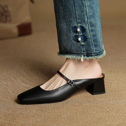 Vellara - Leather Buckled Mules