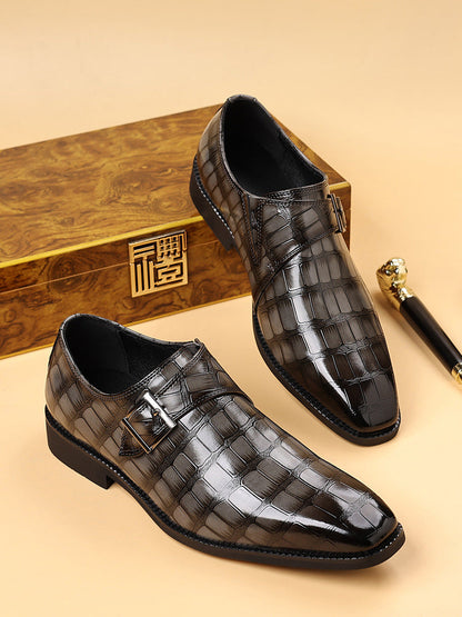 Cressentia — Croc-Embossed Leather Oxfords