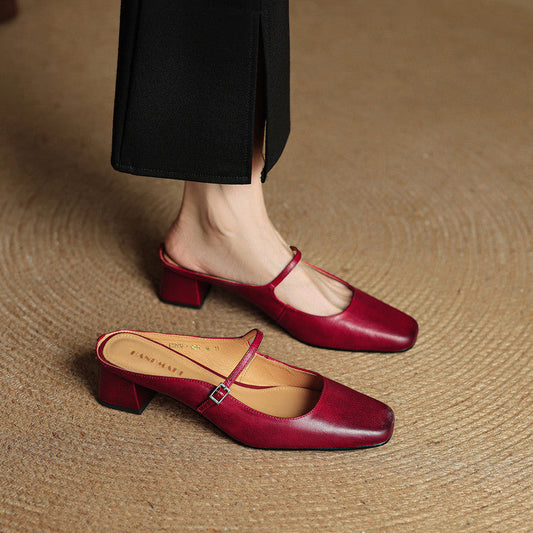 Vellara - Leather Buckled Mules