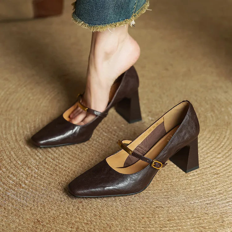 Aleria - Square-Toe Leather Pumps