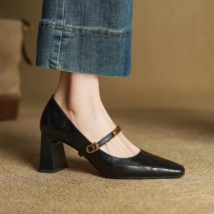 Aleria - Square-Toe Leather Pumps