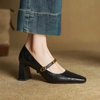 Aleria - Square-Toe Leather Pumps