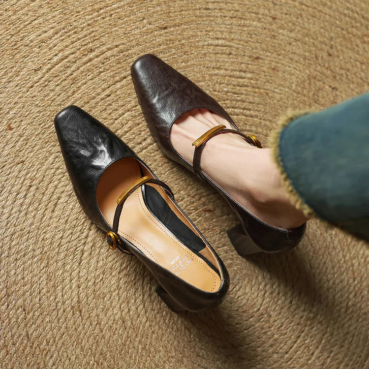 Aleria - Square-Toe Leather Pumps