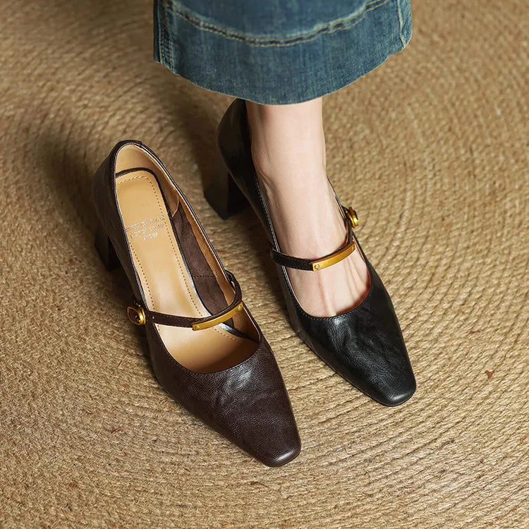 Aleria - Square-Toe Leather Pumps