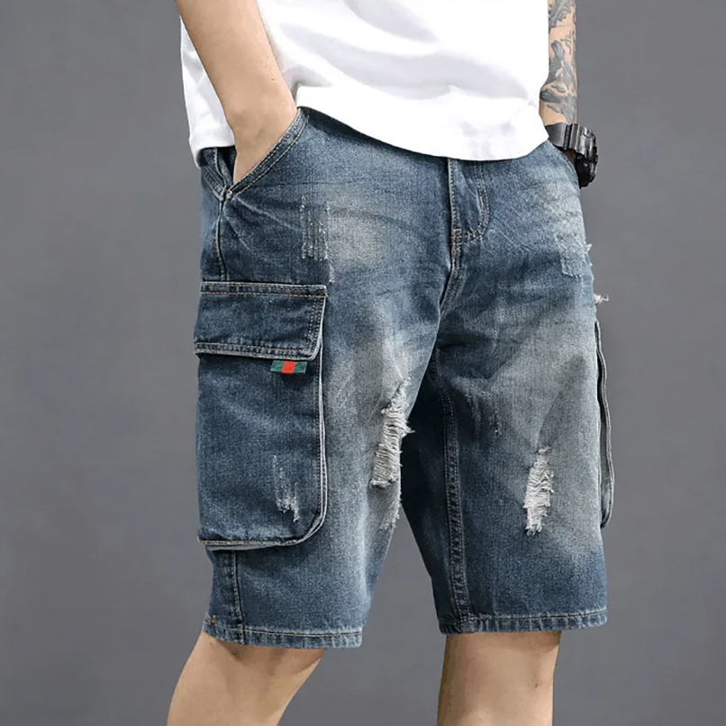 KOLSTAN - Urban Ripped Denim Shorts