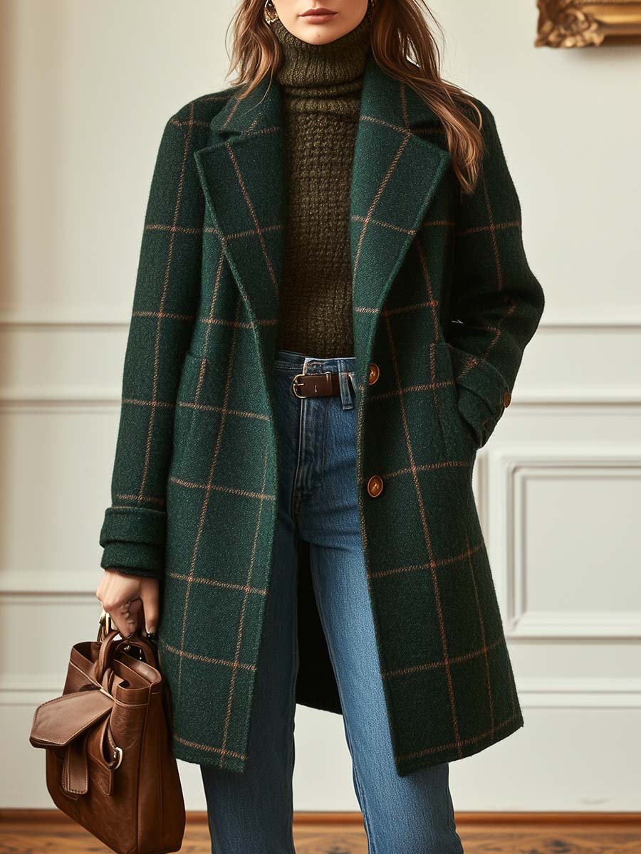 Aurora Belle — Plaid Elegance Coat