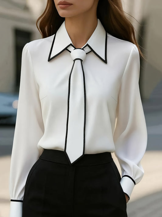 CALIANA — Contrast Tie Blouse